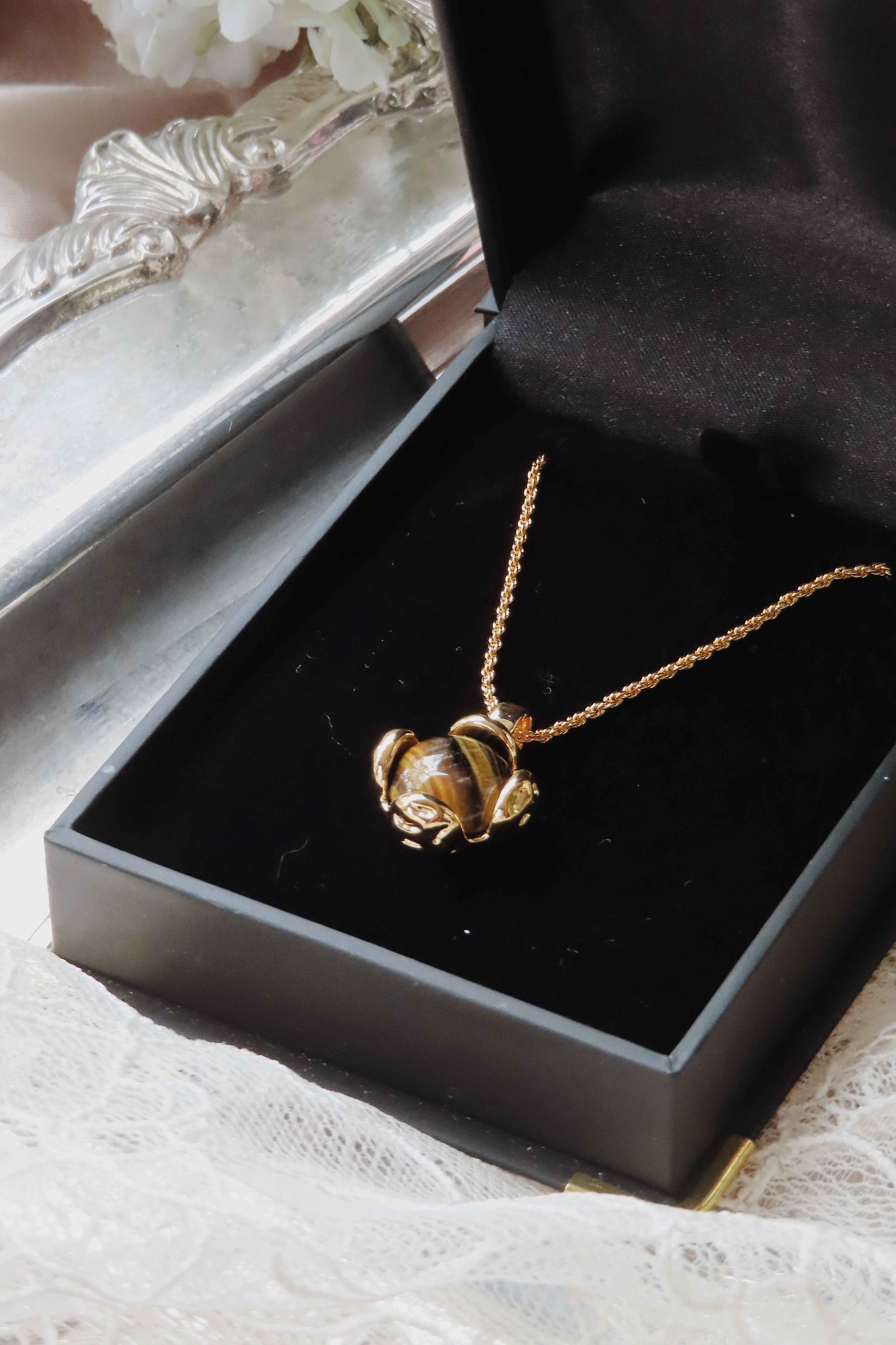 The Aurelia Pendant — Tiger Eye Heirloom Necklace